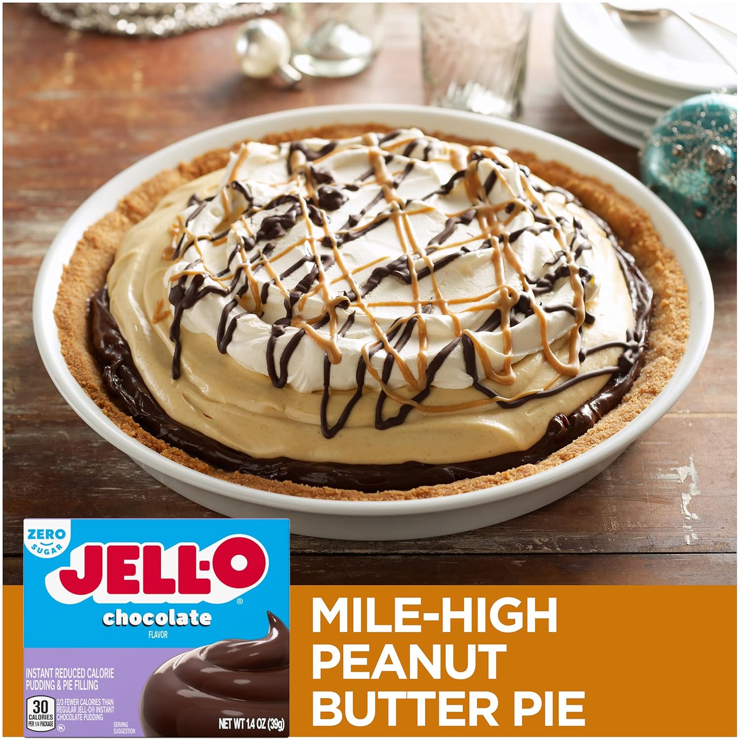 Jell-O Zero Sugar Chocolate Instant Pudding & Pie Filling Mix 1.4 Oz Box (Pack Of 3) With By The Cup Mood Spoons