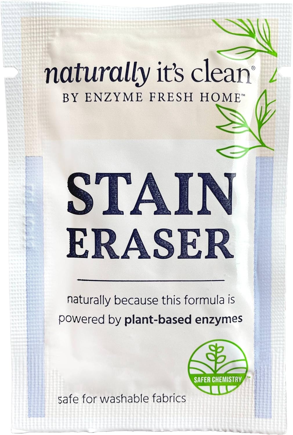 Naturally It's Clean Stain Eraser, Natural Enzymes Based/Biodegradable Instant Stain Removal, Spot Wipe Removes Wine, Coffee, Soda, Spills, Odor on Clothes, Bags, 60 Count (Pack of 1)