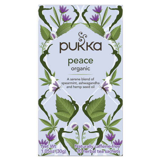 Pukka Organic Tea Bags, Spearmint, Ashwagandha, And Hemp Seed Oil, Peace Herbal Tea, 20 Count (Pack Of 3)