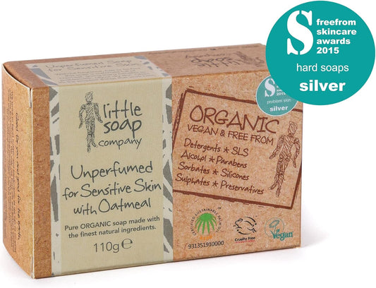 Little Soap Company Organic Range - Unperfumed Soap Bar Duo Pack,110Gx2 | Natural, Vegan, Cruelty Free, Eco Friendly And Perfect For Sensitive Skin | Womens And Mens Gifts | Free From Sls Or Parabens