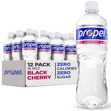 Propel Black Cherry, Zero Calorie Sports Drinking Water With Electrolytes And Vitamins C&E, 16.9 Fl Oz(Pack Of 12)