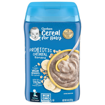 Gerber Baby Cereal 2Nd Foods Probiotic, Oatmeal Banana, 8 Ounce