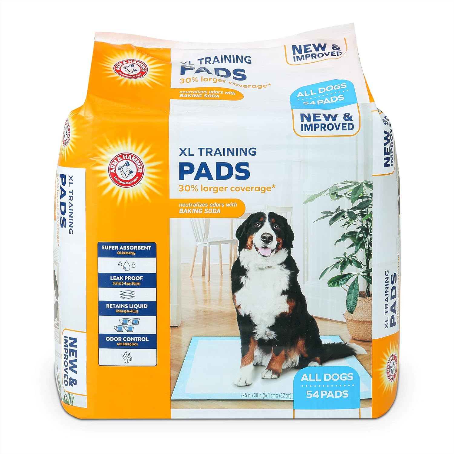 Arm & Hammer for Pets 54 Count Puppy Training Pads with Baking Soda, X-Large/30 x 22.5""",White : Pet Supplies