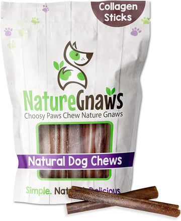 Nature Gnaws Collagen Sticks For Dogs 6" (15 Count) - Long Lasting For Small And Medium Dogs - Natural Beef Hide Dog Chew Bones