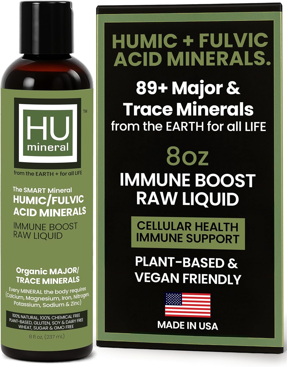 Raw Liquid Mineral – Organic Humic Acid & Fulvic Acid– Major & Trace Minerals & Electrolytes Supplement – Plant-Based For Immune, Gut & Detox Support (8 Oz)
