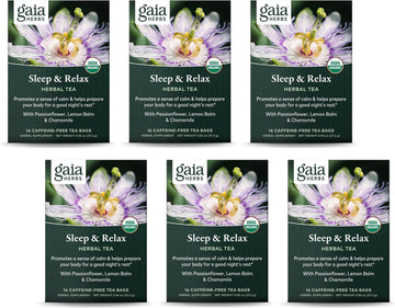 Gaia Herbs Sleep And Relax Herbal Tea Bags, 16 Count (Pack Of 6)