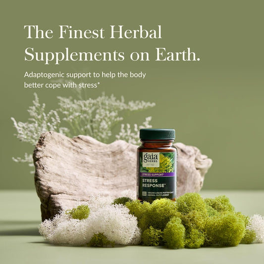 Gaia Herbs Stress Response Supplements - Supports Relaxation - With Rhodiola, Holy Basil, Ashwagandha & More - 30 Vegan Liquid Phyto-Capsules (15 Servings)