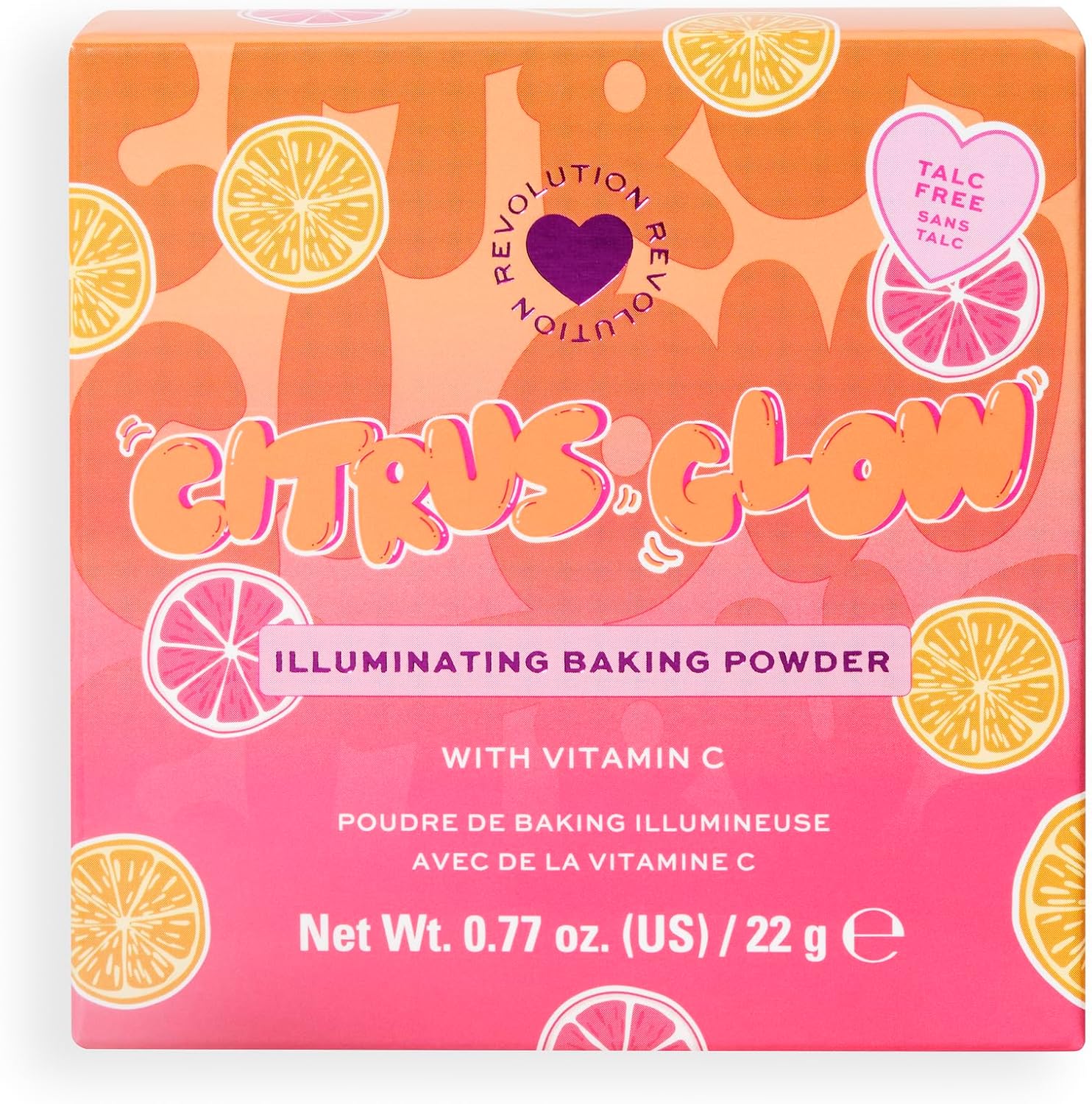 I Heart Revolution Citrus Glow Illuminating Baking Powder, Face Makeup Powder, Infused With Vitamin C, Vegan & Cruelty-Free, 22G