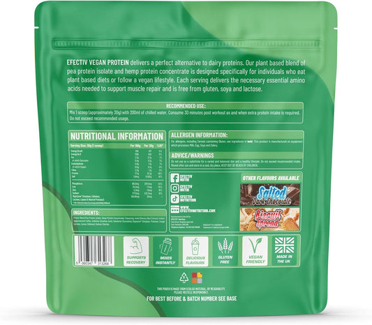 Efectiv Vegan Protein Powder 900g - Vanilla Ice Cream 23g Protein - Dairy, Gluten & Soy Free - Low Sugar Plant Based Protein Powder with Added Digestive Enzymes & Recyclable Packaging (30 Servings) : Amazon.co.uk: Health & Personal Care