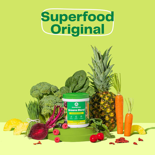 Amazing Grass Greens Superfood Powder: Greens Powder With Digestive Enzymes & Probiotics, Organic Spirulina, Chlorella, And Beet Root Powder, Original, 100 Servings