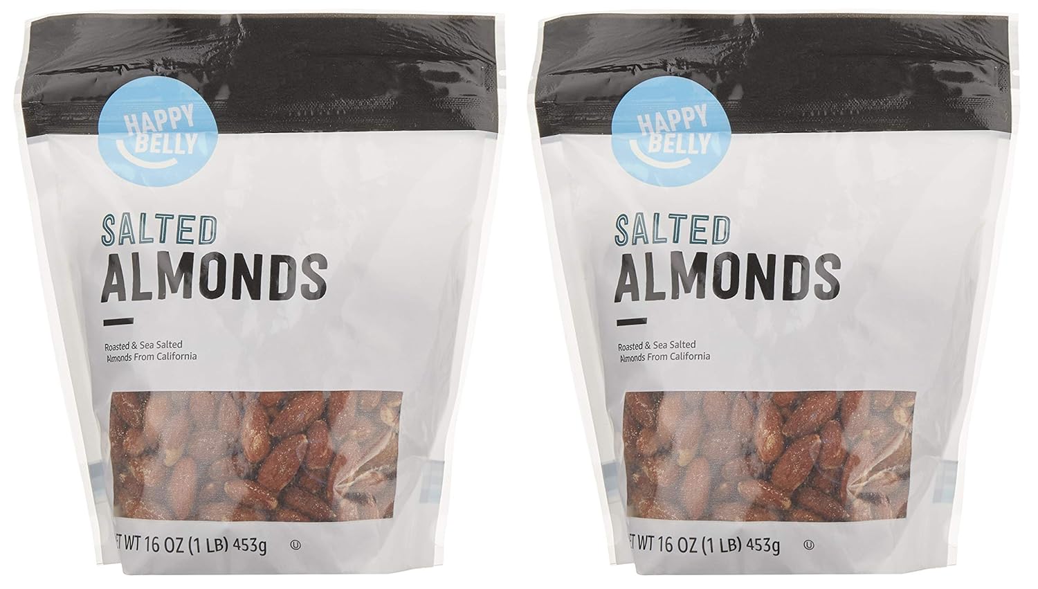 Amazon Brand - Happy Belly California Almond, Roasted & Salted, 16 oz (Pack of 2)