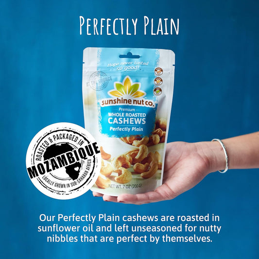 Sunshine Nut Company Whole Roasted Cashews, Perfectly Plain Flavor, No Added Salt, 2 Pack, 7 Oz. Each, Gluten Free, Peanut Free And Vegan Individual Snack Packs For Kids And Adults, Gmo Free