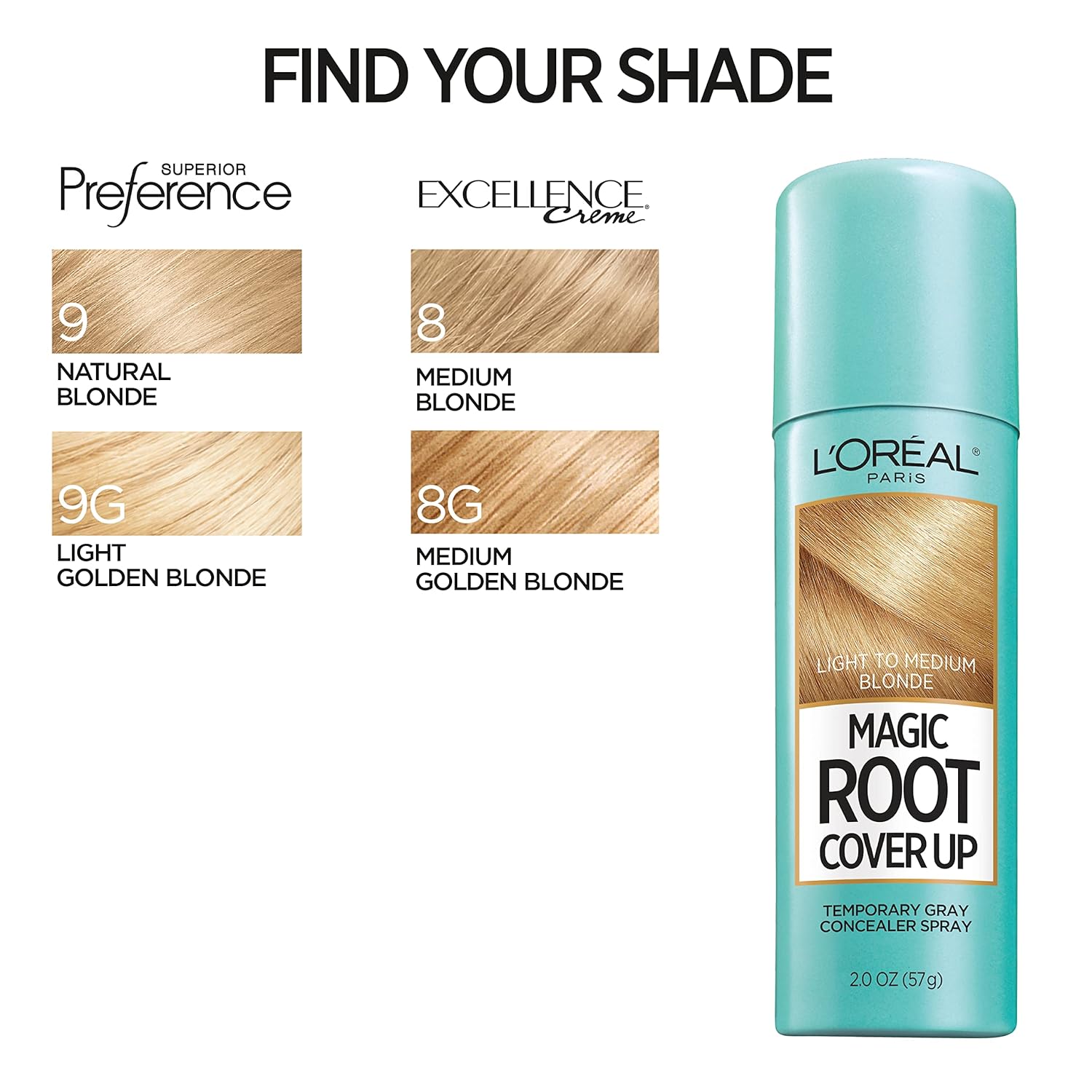 L'Oreal Paris Magic Root Cover Up Gray Concealer Spray Light to Medium Blonde 2 oz.(Packaging May Vary)