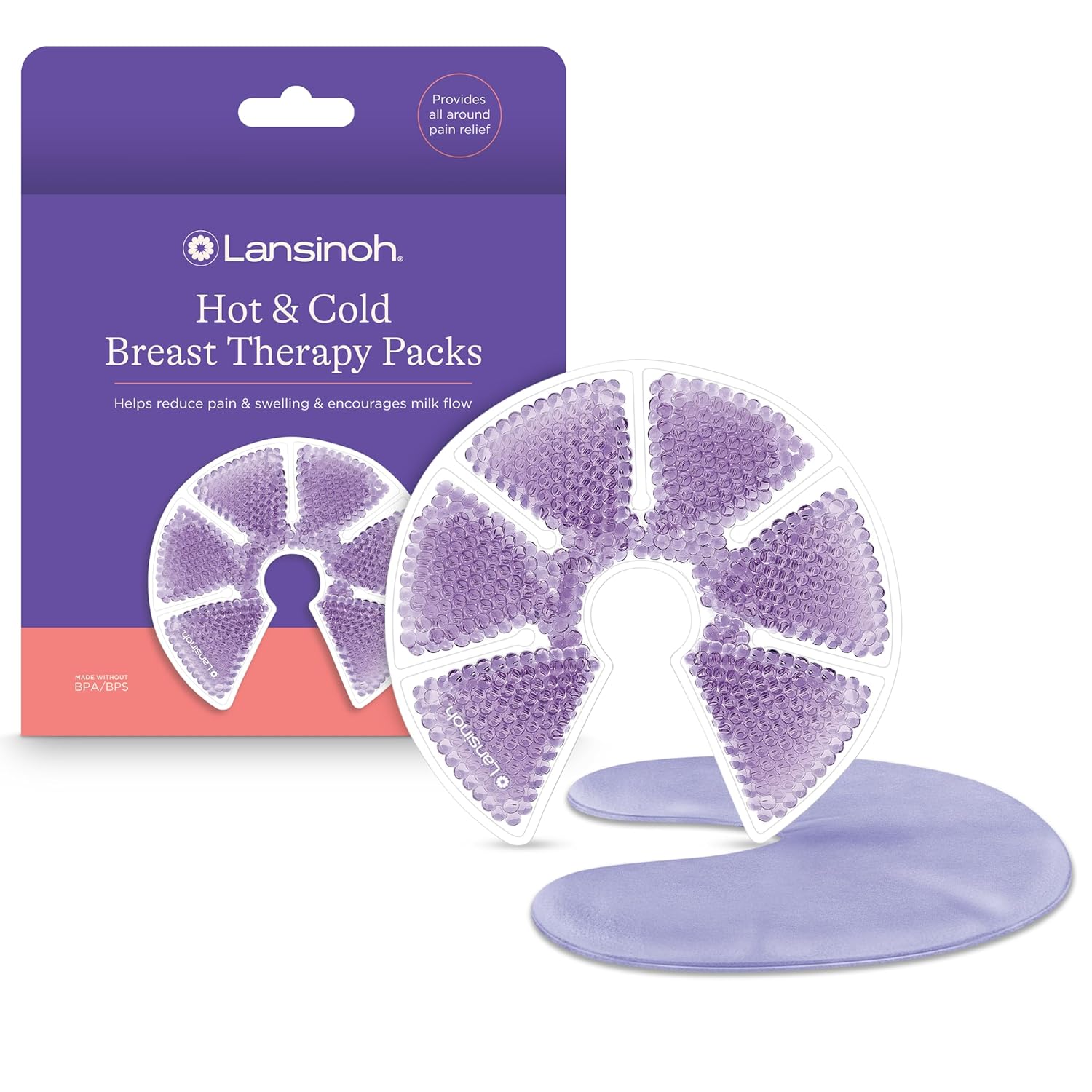 Lansinoh Breast Therapy Packs With Soft Covers, Hot And Cold Breast Pads, Breastfeeding Essentials For Moms, 2 Pack