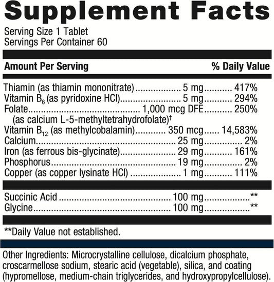 Metagenics Hemagenics - Iron Supplement - Non-Constipating - Vitamin B12, B6 & Folate - Supports Red Blood Cell Function* - Gluten Free & Vegetarian - 60 Tablets