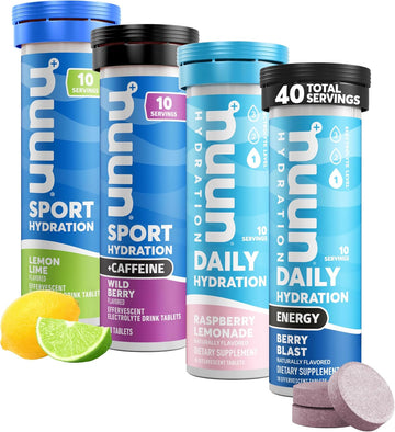 Nuun Hydration Electrolyte Tablets - Dissolvable In Water, Complete Pack | 5 Essential Electrolytes For Hydration | 1G Sugar Drink Mix | Vegan, Non-Gmo | 4 Pack (40 Total Servings)