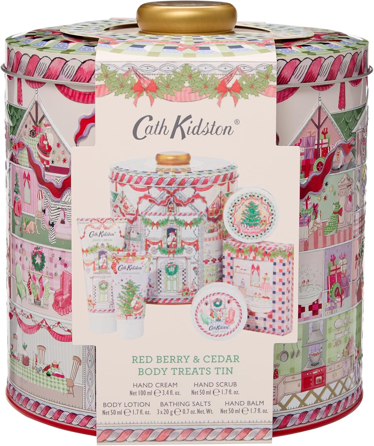 Cath Kidston Hand Cream 100 Ml, Body Lotion, Hand Scrub, Hand Balm 3 X 50 Ml, Bath Salt Sachets 3 X 20 G, Beauty Treat Tin, Travel Size And Vegan Friendly, Gift For Her, A Doll’S House Collection