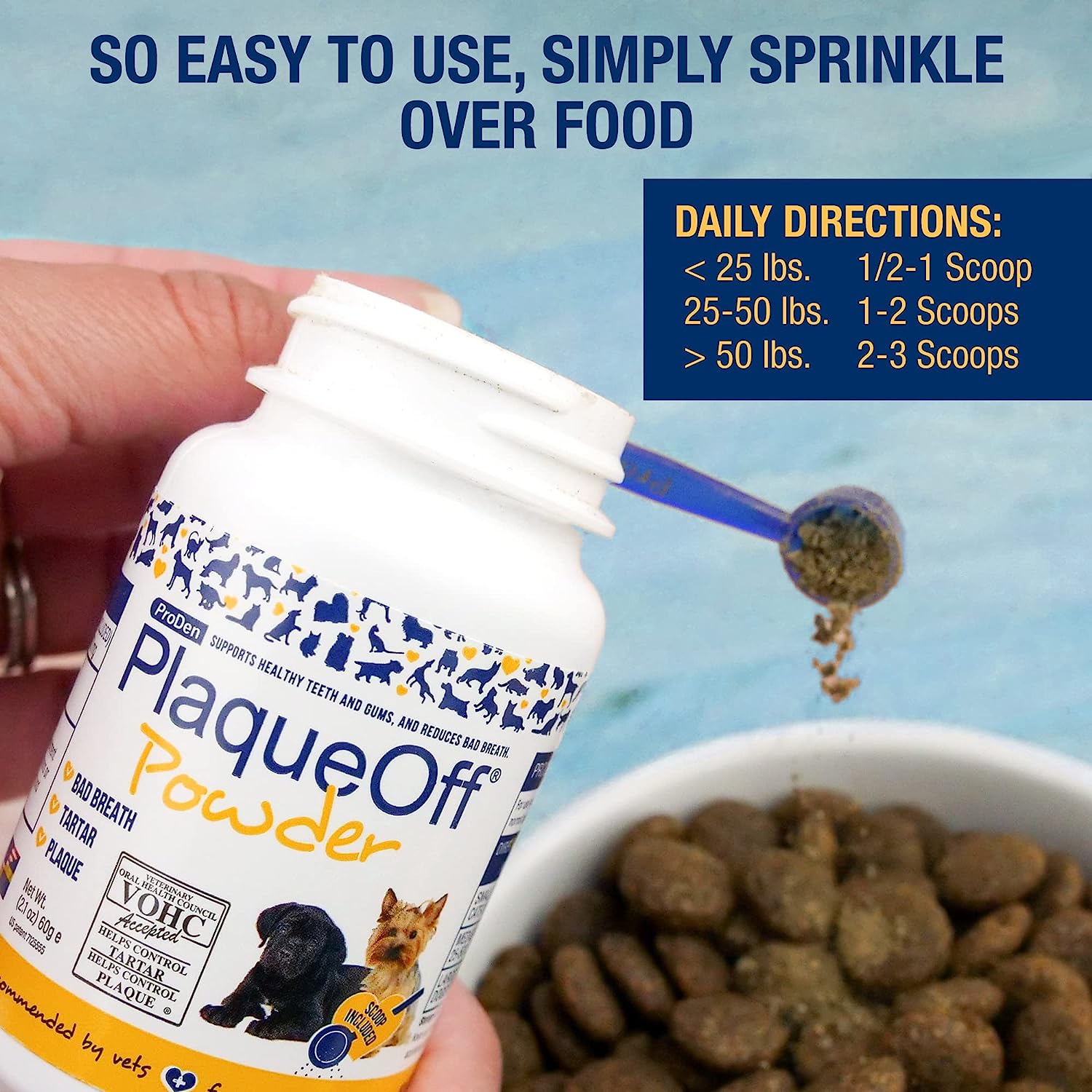 ProDen PlaqueOff Powder for Pets - Cat & Dog Breath Freshener - Plaque & Tartar Remover for Pet Oral Care - Supports Healthy Mouth for Dogs - 60g : Pet Supplies