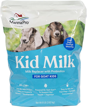 Manna Pro Milk Replacer With Probiotics For Goat Kids | High In Protein To Support Growth | Supports Gut Health And Digestion | 8Lbs (1000359)