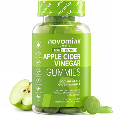 Apple Cider Vinegar With Mother - 1000Mg Acv Gummies - Enriched With Vitamin B12, B6, D2-60 Vegan Gummies - Metabolism & Gut Health Support - Alternative To Apple Cider Vinegar Capsules - Novomins