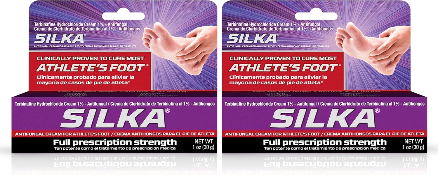 Silka Anti-Fungal Cream Twin Pack, Clinical Anti-Fungus Foot Treatment, Jock Itch & Ringworm Remedy, Maximum Strength, Fast-Acting Relief From Itching & Burning, 1 Oz, Pack Of 2