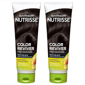 Garnier Hair Color Nutrisse Color Reviver 5 MIN Color Mask, Rich Black for Color Treated Hair to Nourish & Adds Richness (For Black Hair), 4.2 Fl Oz, 2 Count (Packaging May Vary)