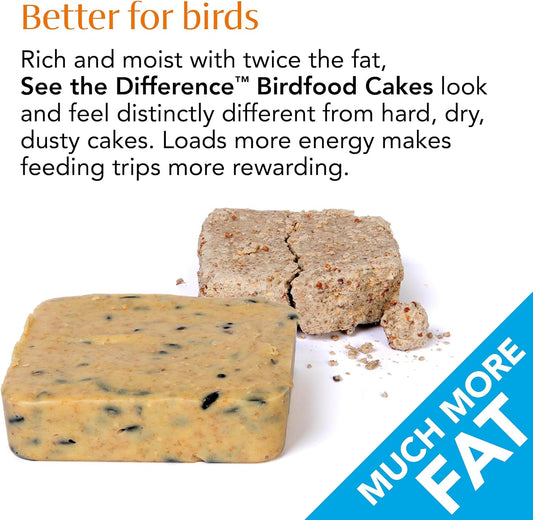 Suet Blocks For Wild Birds - Jacobi Jayne® See the Difference™ Wild Bird Food - Pack of 2 x 340g - Bird Food Suet Blocks with Insects - 100% British & Irish Beef Suet