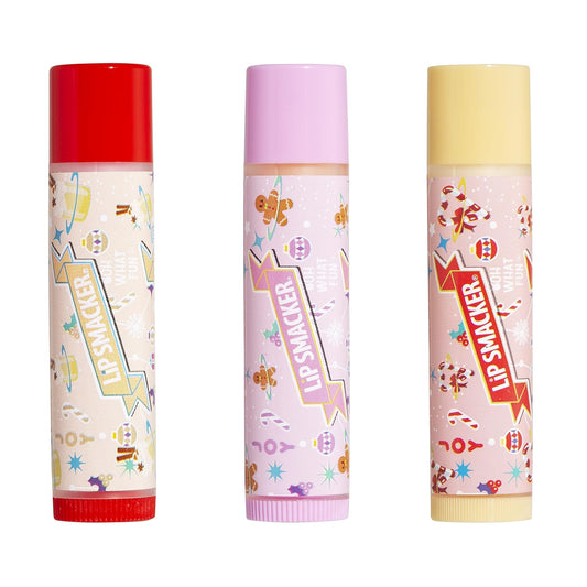 Lip Smacker Holiday Christmas 3 Pcs Flavored Lip Balm Tin Original & Best
