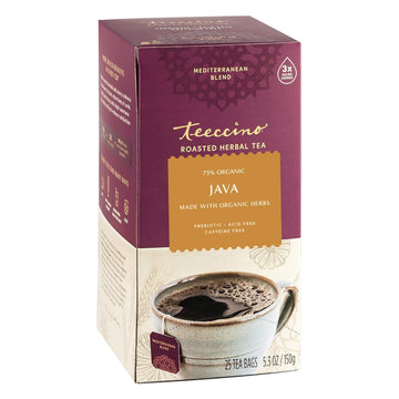 Teeccino Java Herbal Tea - Rich & Roasted Herbal Tea That’S Caffeine Free & Prebiotic For Natural Energy, 25 Tea Bags