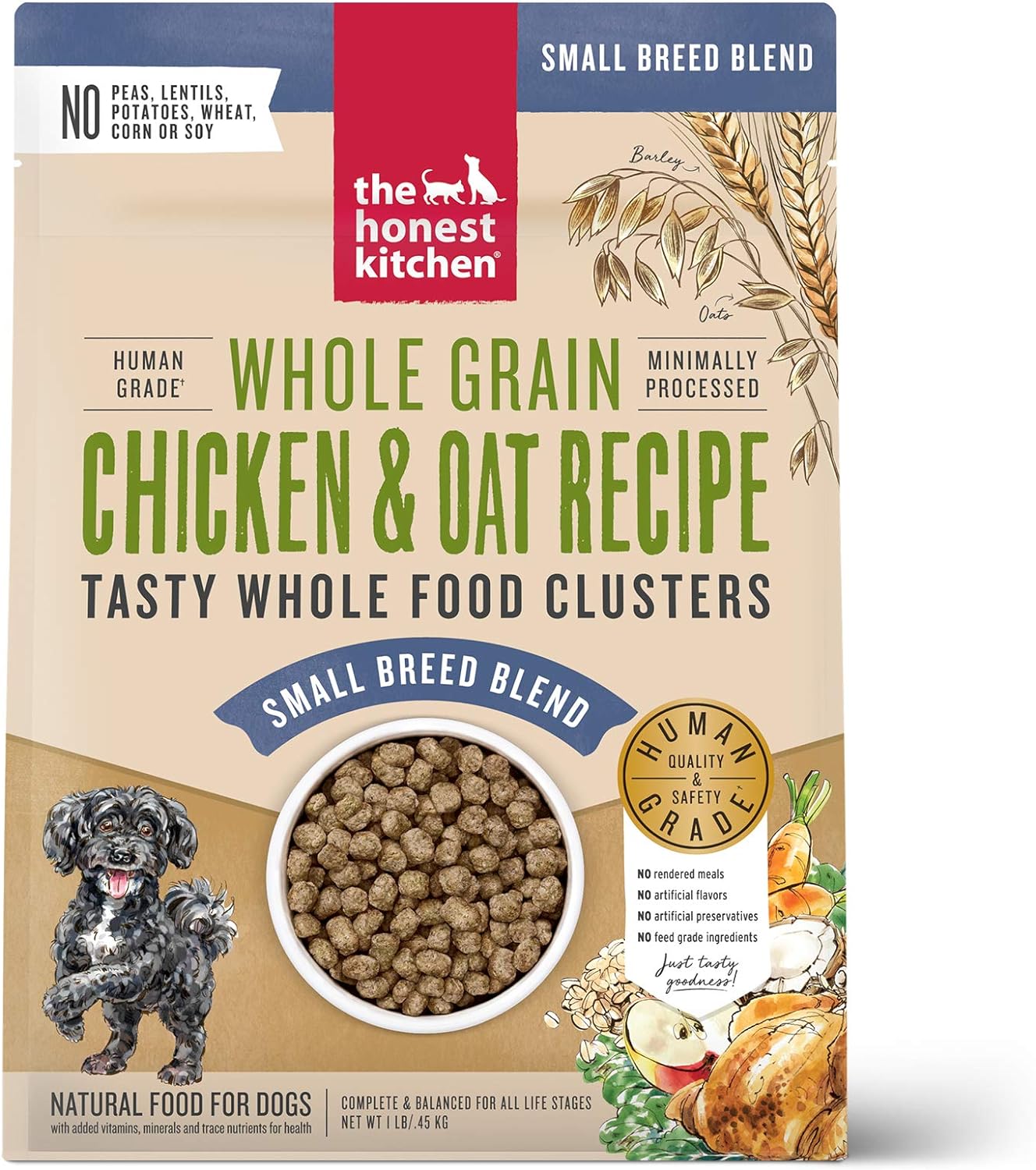 The Honest Kitchen Whole Food Clusters Small Breed Whole Grain Chicken Dry Dog Food, 1 lb Trial Pouch