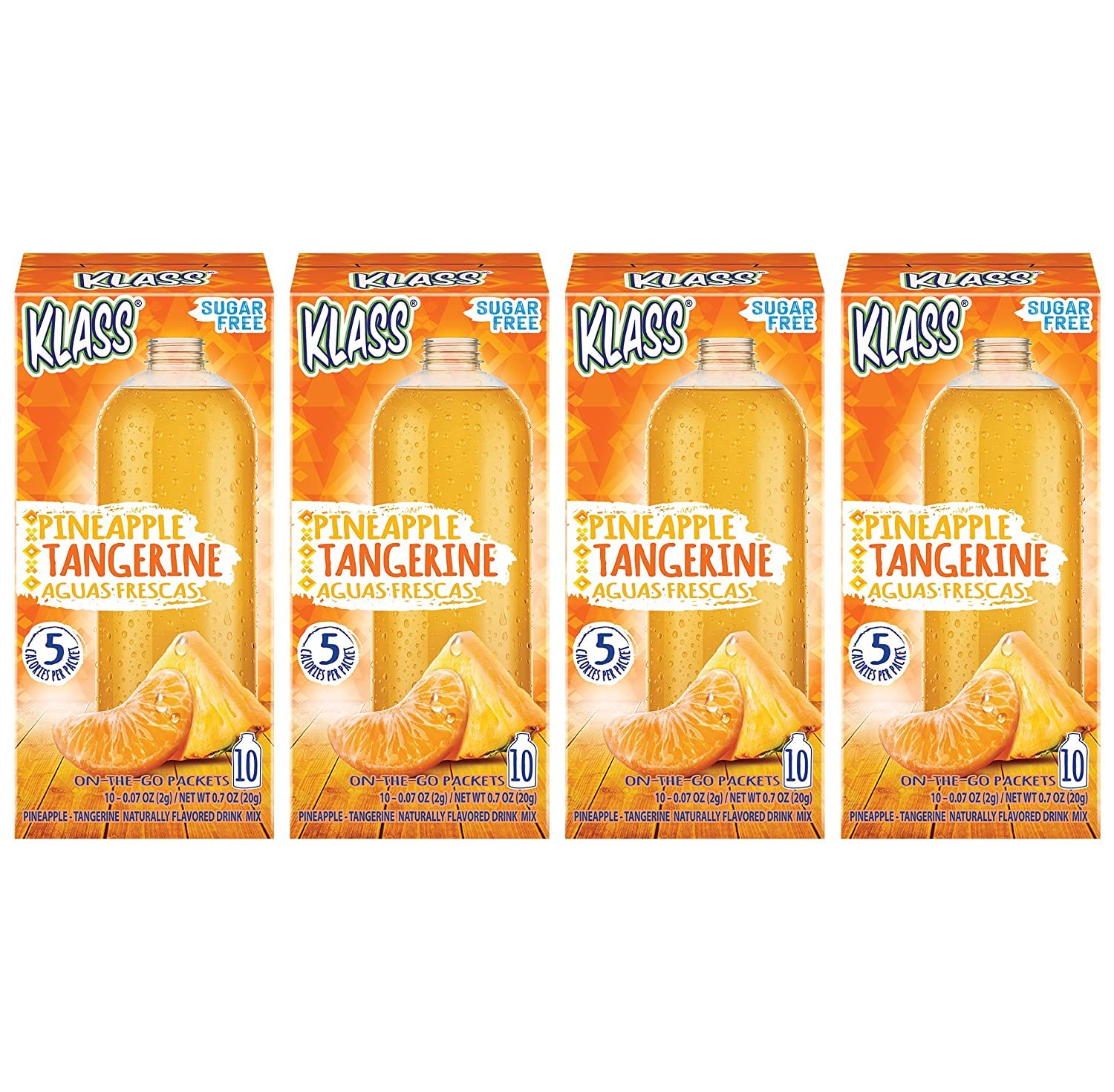 Drink Mix Pineapple Tangerine | Klass Aguas Frescas | Sugar Free! (Pack Of 4, 40 Count Powder Stick Packs) Shake It Up! The New Way To Drink Aguas Frescas