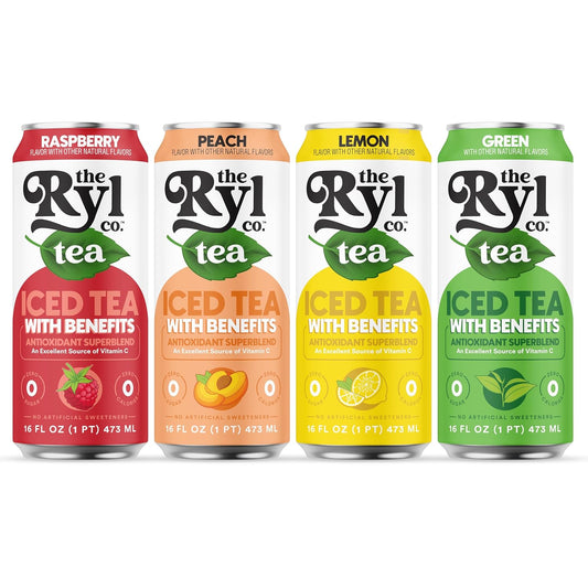 Ryl Iced Tea, Variety Pack, Antioxidant Superblend, Zero Sugar, Low Carb, Zero Calorie Iced Tea, 16.0 Fl Oz (12-Pack)
