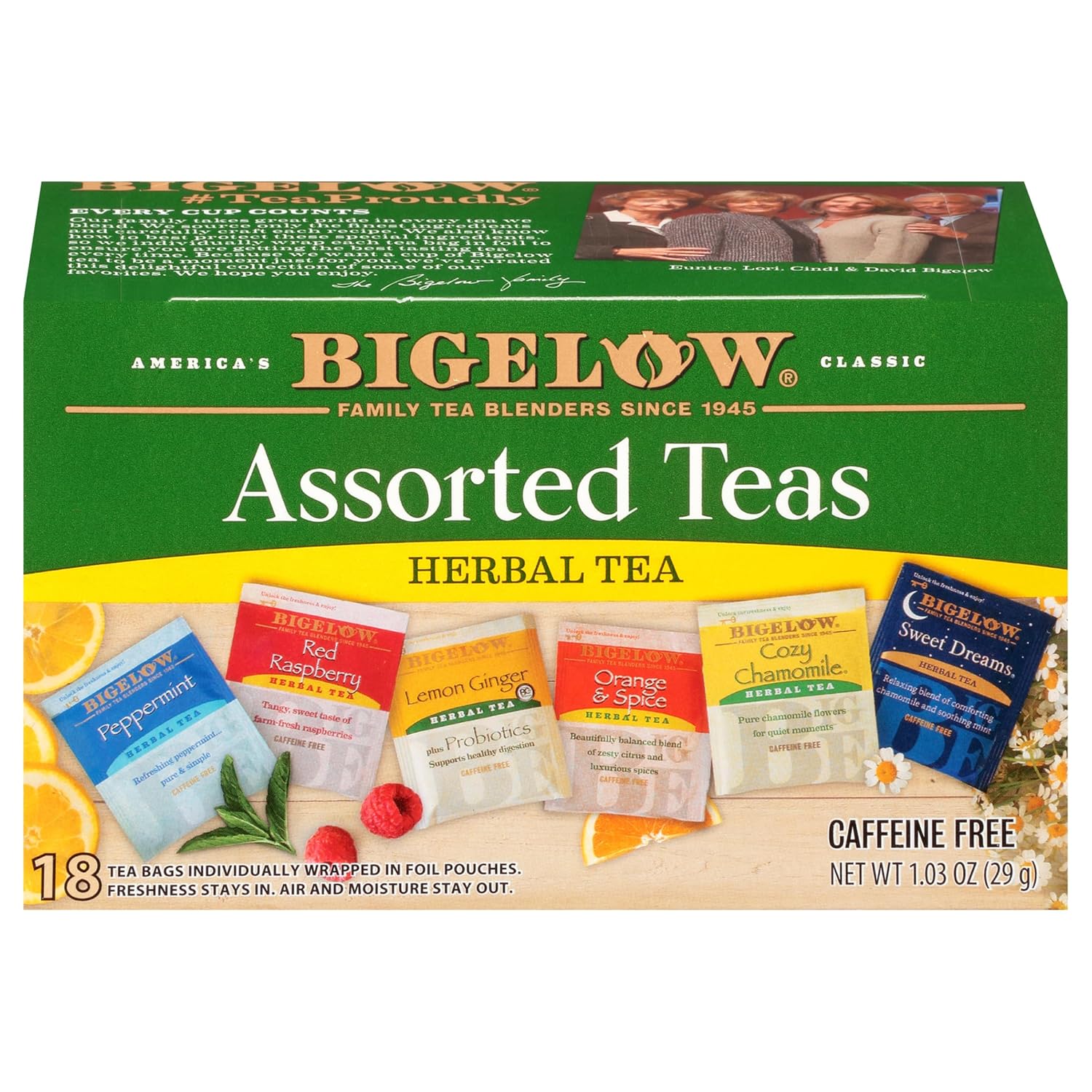 Bigelow Herbal Teas Six Flavor Assortment, 18 Bags