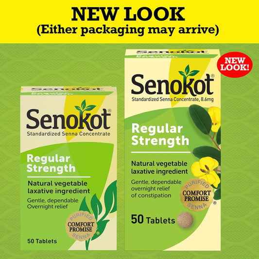 Senokot Regular Strength Tablets Natural Vegetable Laxative Ingredient, 50 Count