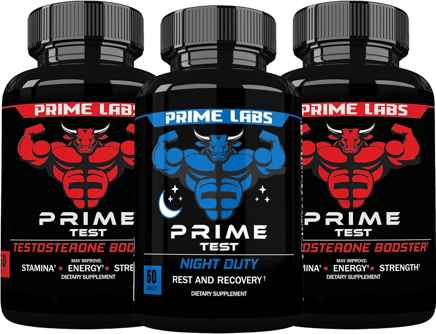 Prime Labs Prime Test Testosterone Booster (60 Count, 2-Pack) + Night Duty Sleep Supplement (60 Count)