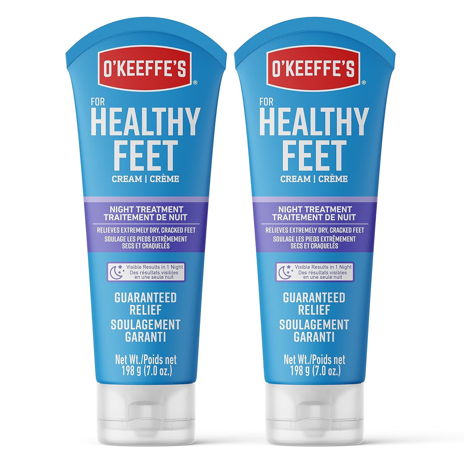 O'Keeffe's for Healthy Feet Night Treatment Foot Cream, Guaranteed Relief for Extremely Dry, Cracked Feet, Visible Results in 1 Night, 7.0 Ounce Tube, (Pack of 2)