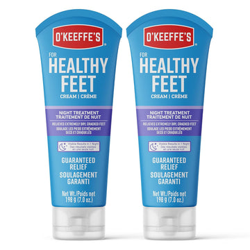 O'Keeffe's for Healthy Feet Night Treatment Foot Cream, Guaranteed Relief for Extremely Dry, Cracked Feet, Visible Results in 1 Night, 7.0 Ounce Tube, (Pack of 2)