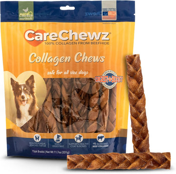 Pet Factory Carechewz Collagen 6-7" Skinny Braided Sticks Dog Chew Treats - Chicken Flavor, 15 Count/1 Pack