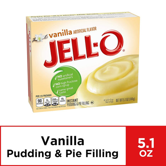 Jell-O Vanilla Instant Pudding & Pie Filling Mix (24 Ct Pack, 5.1 Oz Boxes)