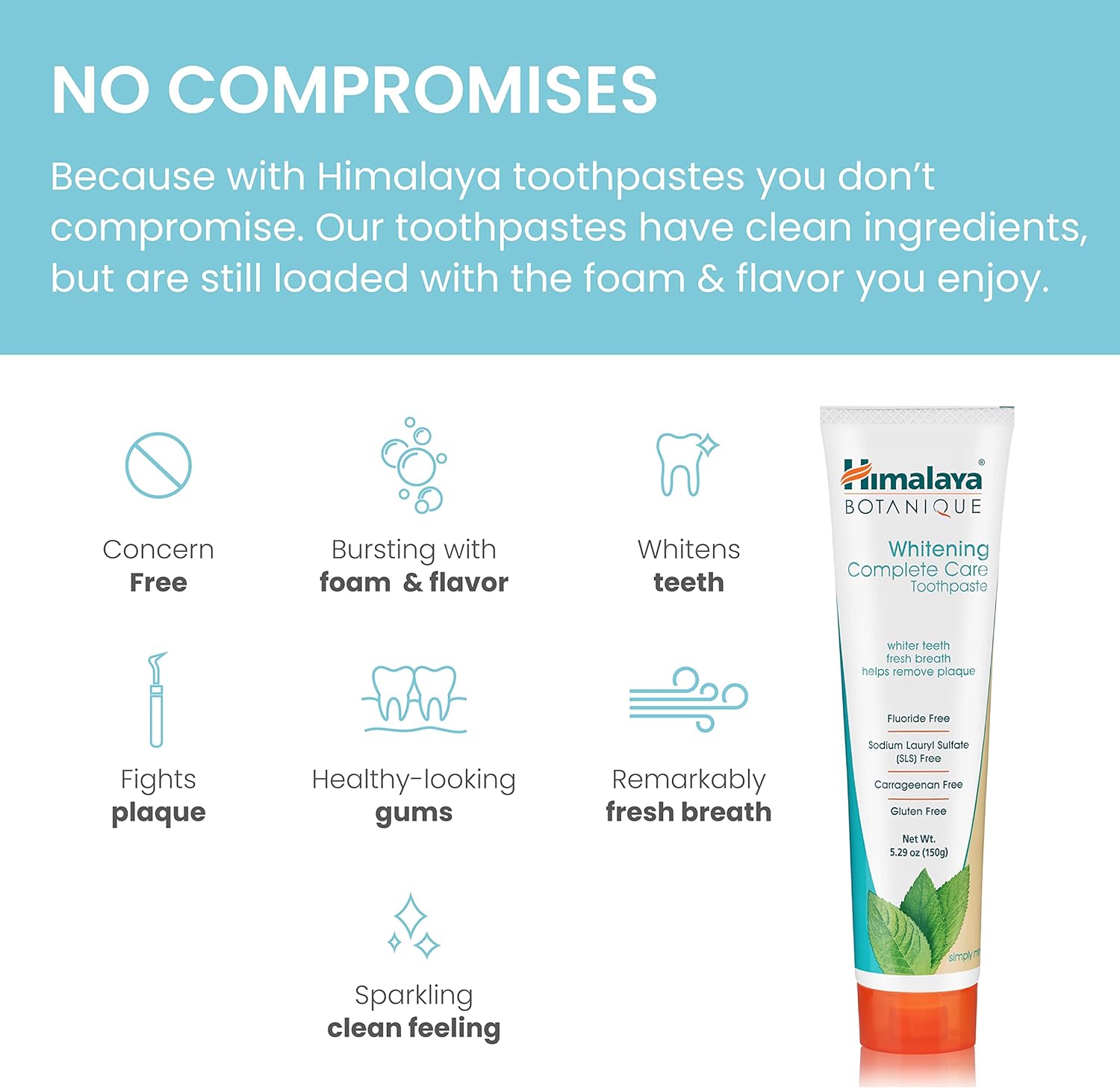 Himalaya Botanique Whitening Complete Care Toothpaste, 10 Pack Travel Size, Teeth Whitening, Fights Plaque, Fluoride Free, No Artificial Flavors, SLS Free, Simply Mint Flavor, TSA Approved, 0.74 Oz : Health & Household