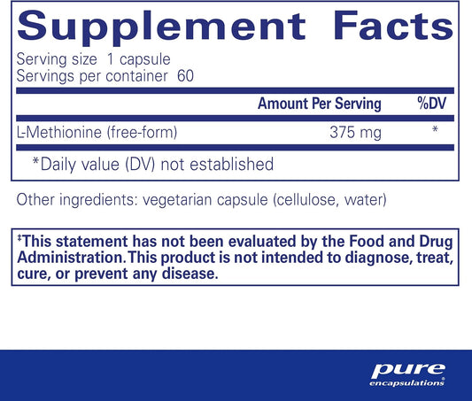 Pure Encapsulations L-Methionine | Glutathione And Amino Acid Supplement For Joints, Liver And Pancreas Support, Antioxidants, And Nervous System* | 60 Capsules
