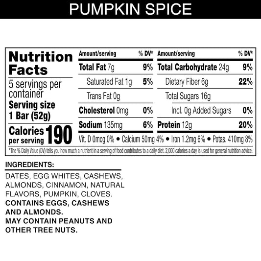 Rxbar Protein Bars, Protein Snack, Snack Bars, Pumpkin Spice, 9.1Oz Box (5 Bars)