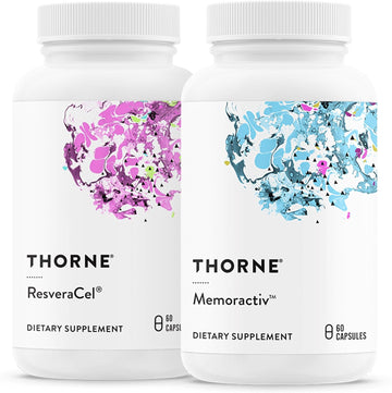 Thorne Resveracel (60 Capsules) & Memoractiv (60 Capsules) Bundle - Supports Brain Health & Healthy Aging - Gluten, Dairy & Soy-Free