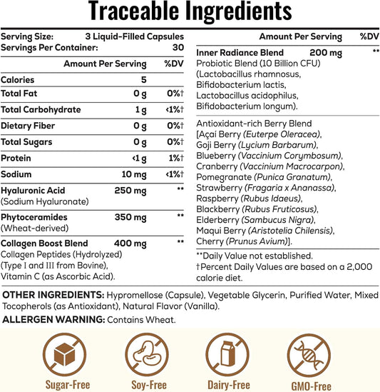 Thrivythystle Hyaluronic Acid Capsules - Hylunaric Acid 1200 Mg, With Collagen Peptides, Vitamin C, Phytoceramides : Health & Household