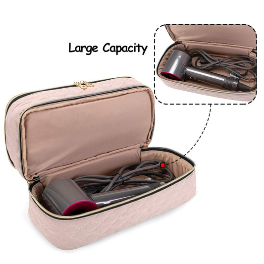Teamoy Double-Layer Travel Storage Bag Compatible With Dyson Supersonic Hair Dryer, Blow Dryer Storage Bag, Portable Travel Organizer Bag For Hair Dryer And Attachments, Misty Rose(Bag Only)