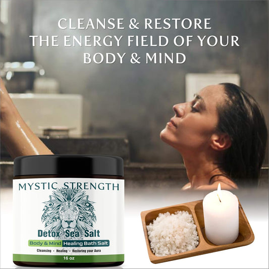 Dead Sea Detox Bath Salt – Energy Cleansing & Stress Relief Soak For Aura Protection | Mystic Strength Blend