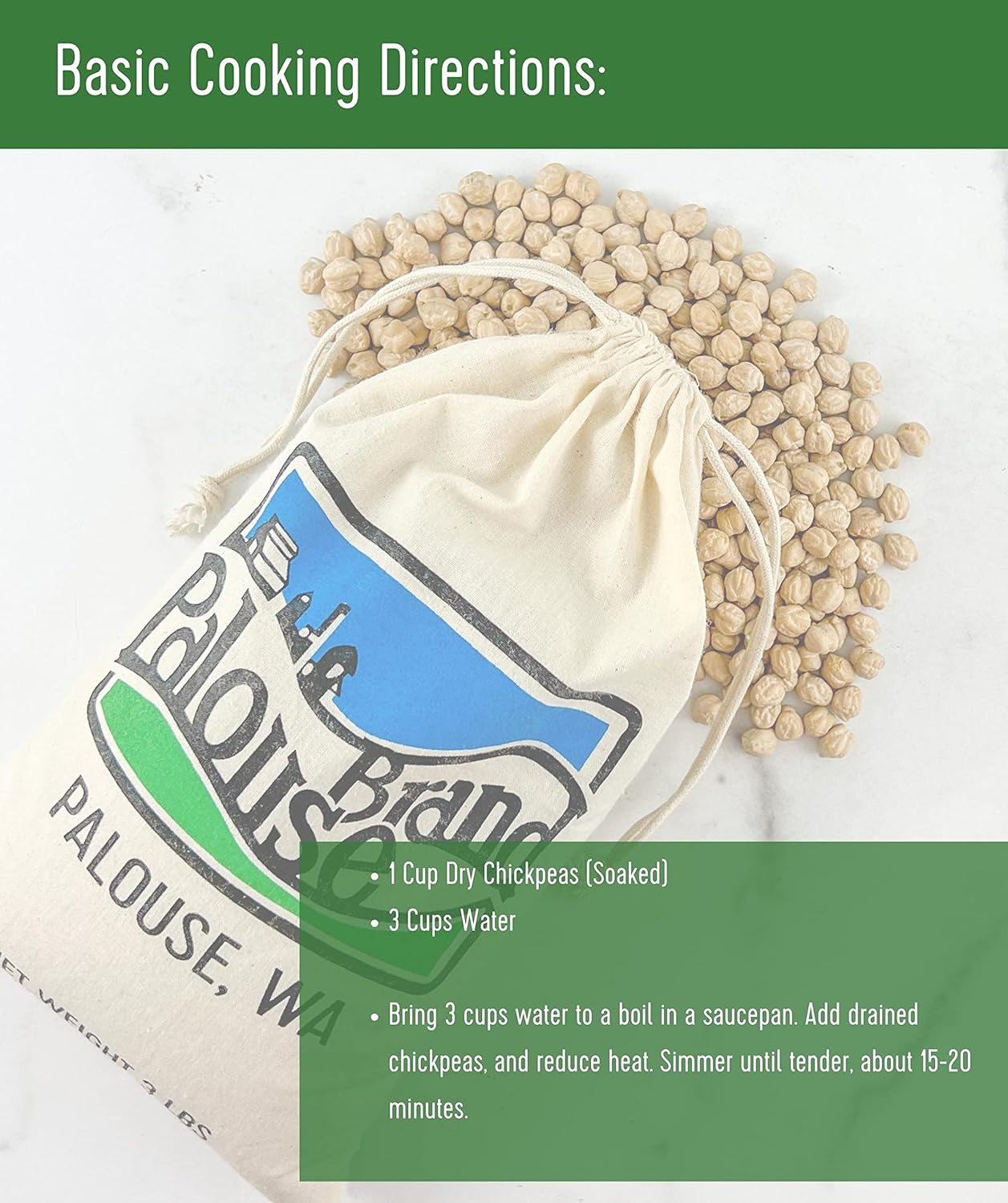 Chickpeas | Brown Lentils | 10 LBS Total | Desiccant Free | Family Farmed in Washington State | Non-GMO Project Verified | Kosher | Field Traced | Burlap Bags (5 Pound, Pack of 2) : Dried Lentils : Grocery & Gourmet Food