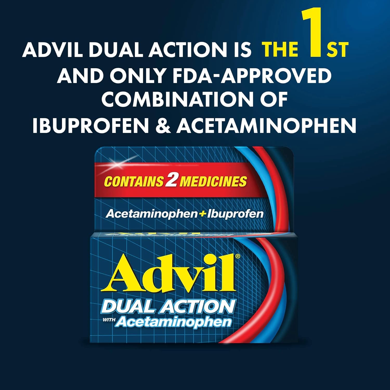 Advil Dual Action Coated Caplets with Acetaminophen and Ibuprofen for 8 Hour Pain Relief, 216 Caplets : Health & Household