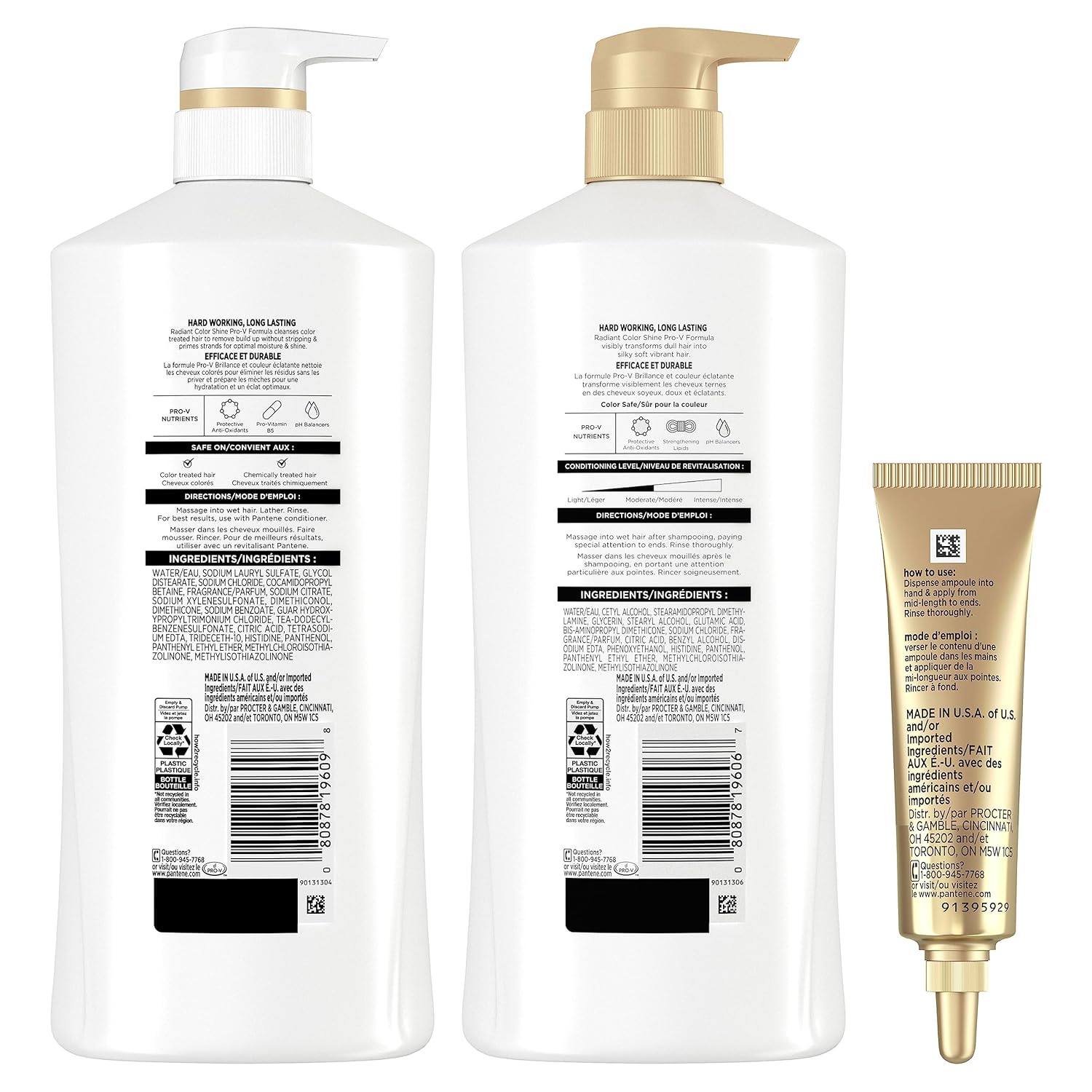 Pantene Shampoo, Conditioner and Hair Treatment Set, Radiant Color Shine, Safe for Color-Treated Hair : Beauty & Personal Care