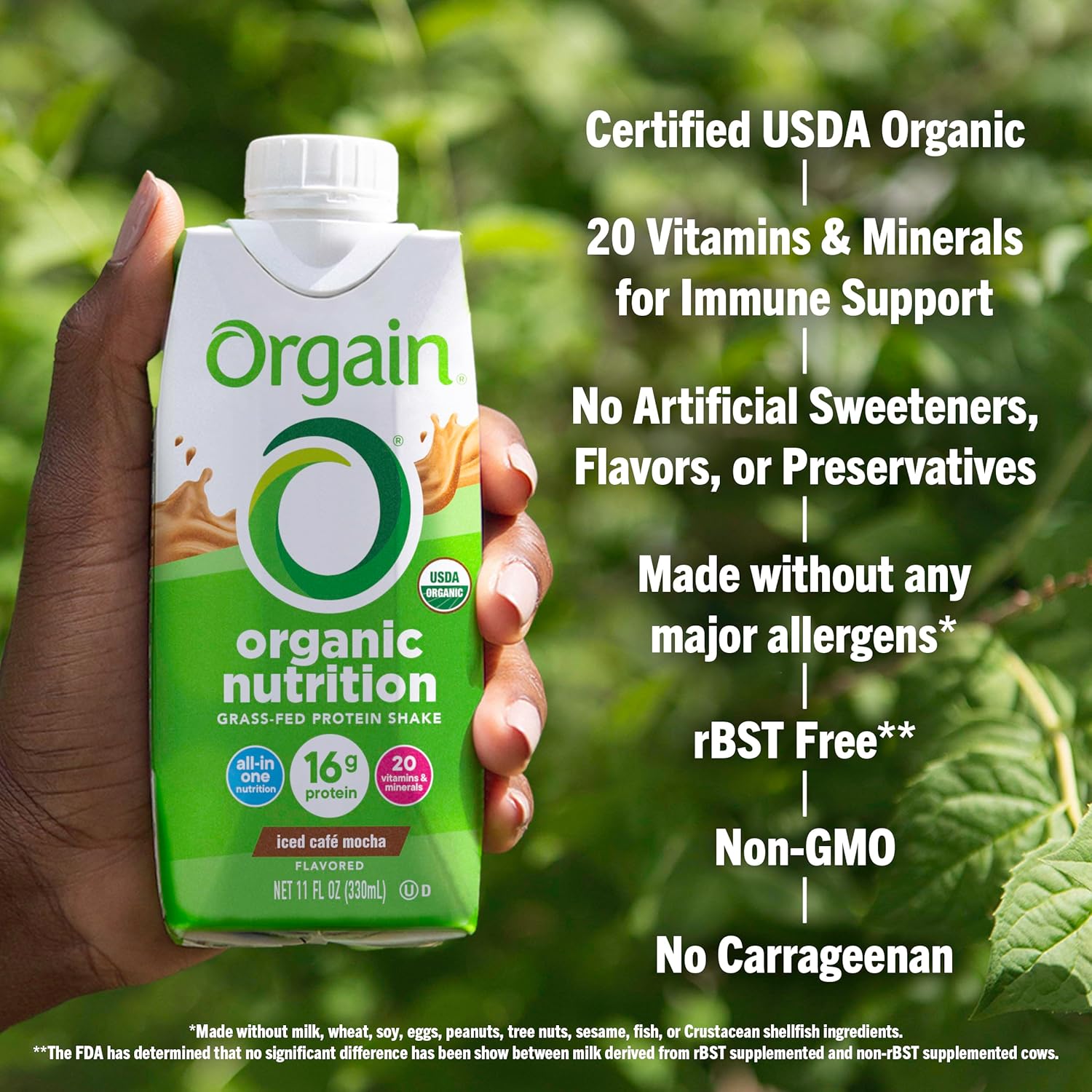 Orgain Organic Nutritional Protein Shake, Iced Café Mocha - 16G Grass Fed Whey Protein, Meal Replacement, 20 Vitamins & Minerals, Fruits & Vegetables, Gluten Free, Non-Gmo, 11 Fl Oz (12 Pack)